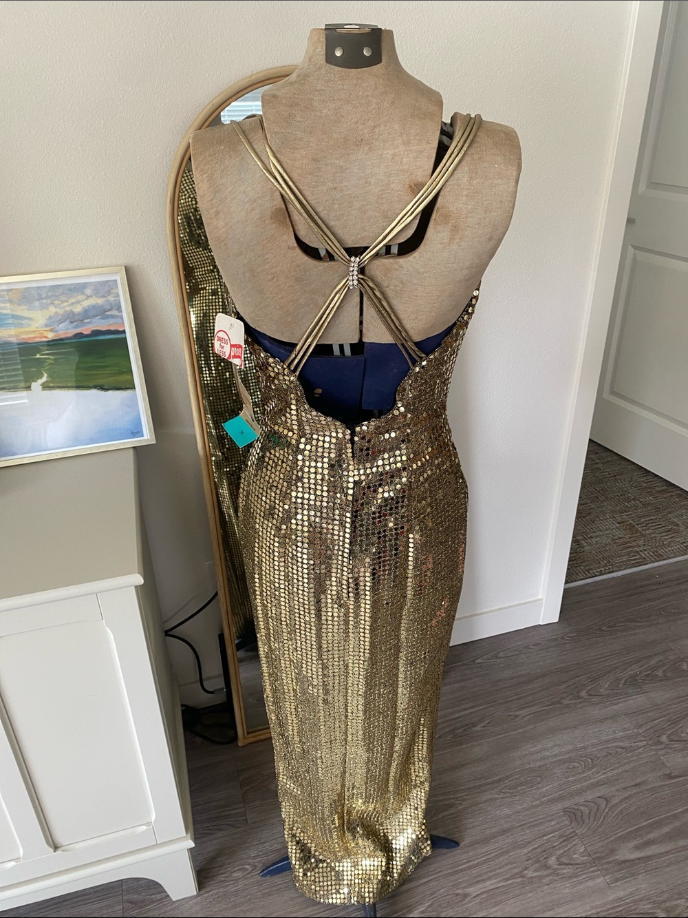 Vintage 1980s Deadstock LA Glo Gold Sequin Dress - Picture 10 of 16